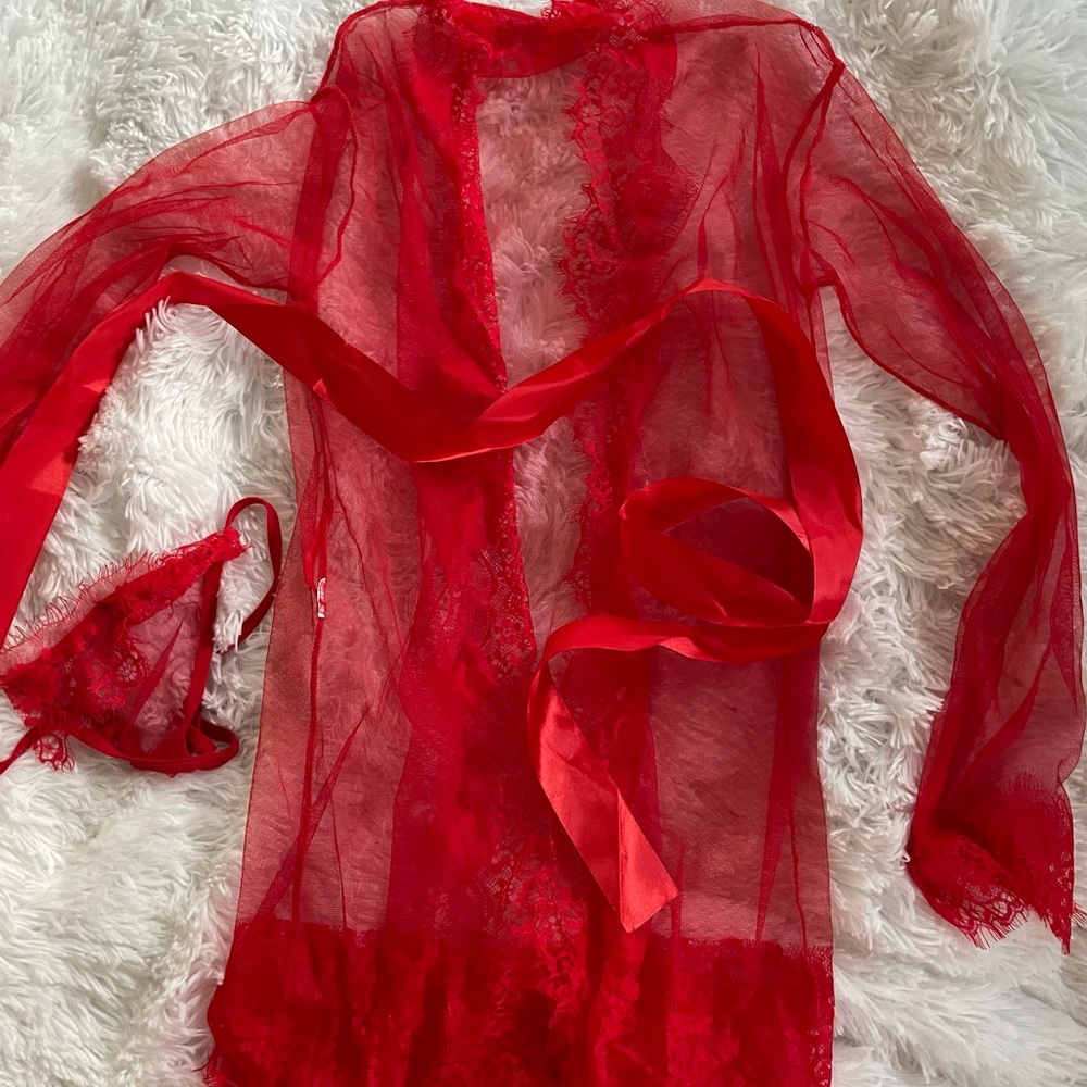 86. Red robe and thong